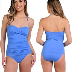 La Blanca Island Goddess‎ Twist Bandeau Bikini- Chambray